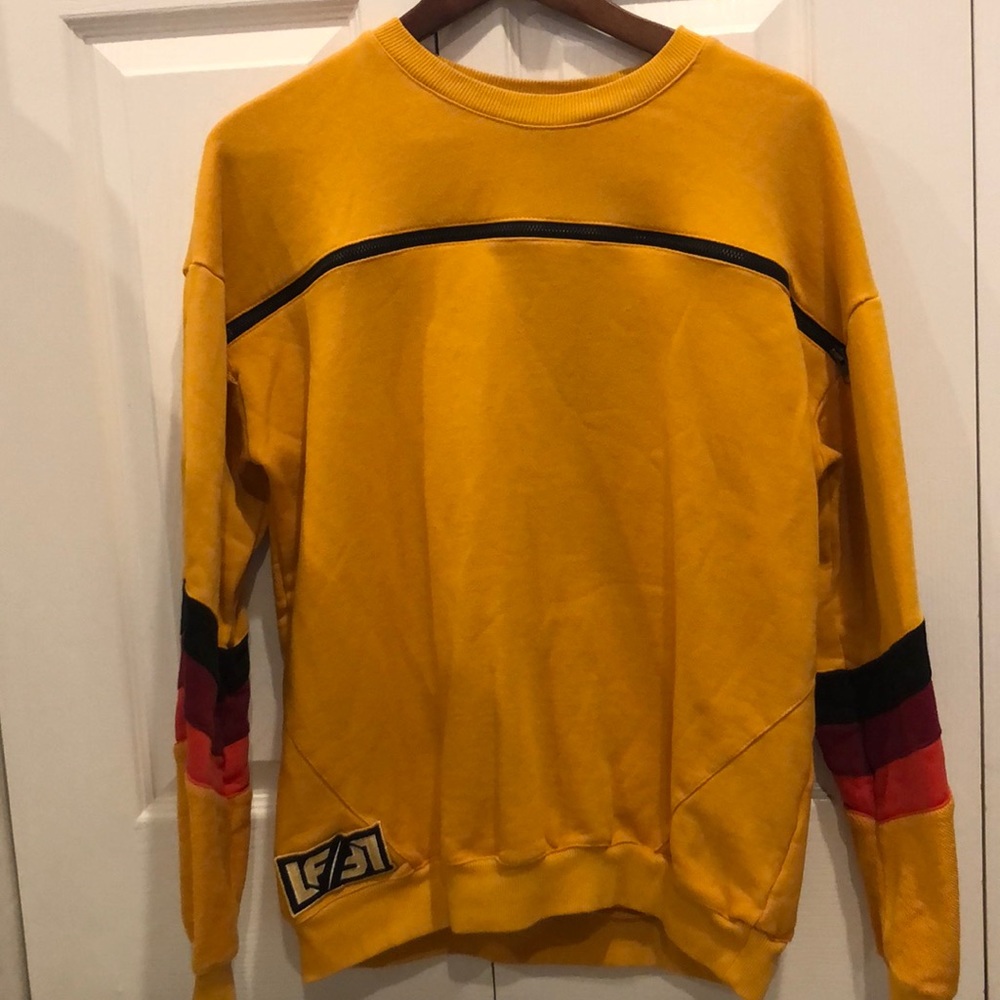 Yellow LF long sleeve with zipper and stripes